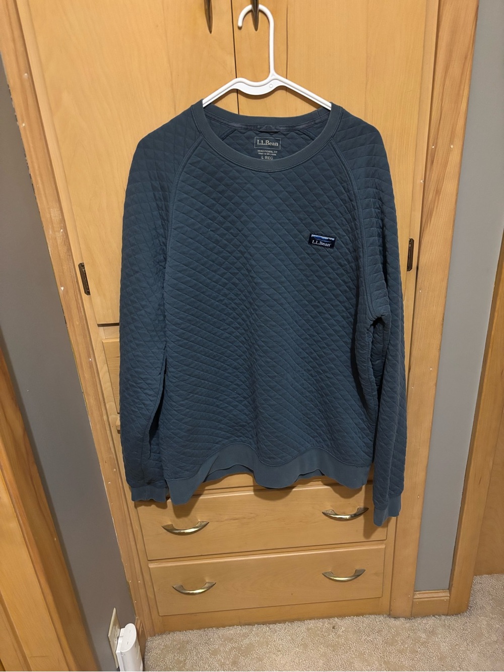 L.L. Bean Men's Quilted Crewneck Sweater - Slate